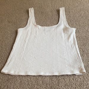 American Eagle white ripped cropped tank